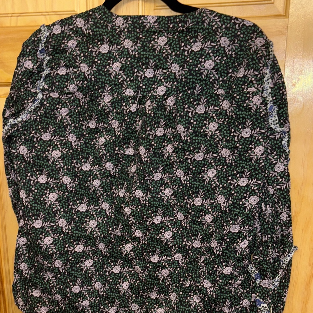 J. Crew Dark Green Floral Blouse - Picture 6 of 6